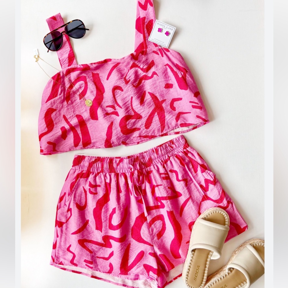 S - Vibrant Pink Patterned Women's Top